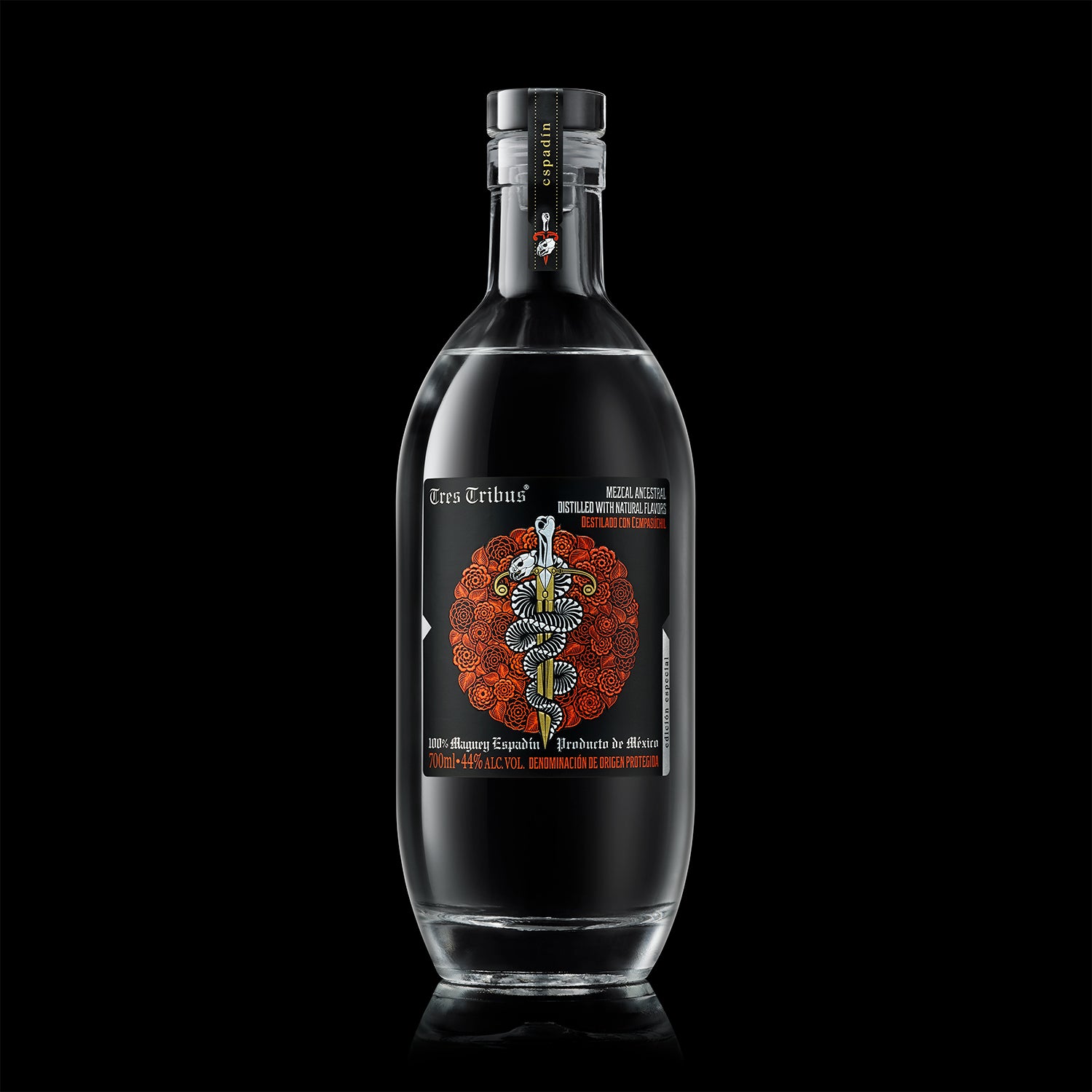 Tres Tribus Mezcal Espadín Ancestral Destilado con Cempasuchil bottle